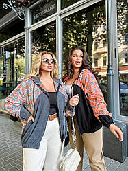 Жіноча модна демісезонна куртка вельветовий бомбер стильна сорочка в клітинку вовна великі розміри батал Чорний, 54/58