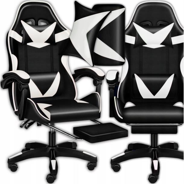 Кресло геймерское PLAYER с подставкой для ног White/Black (100009)