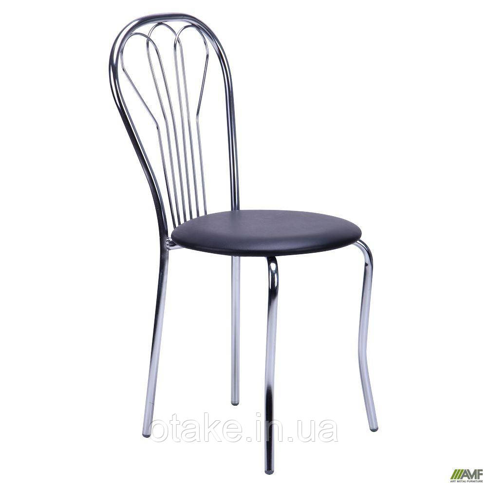 Стілець Ванесса хром Кожзам чорний, фото 1