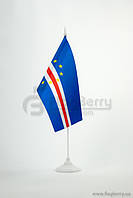 Прапорець Кабо-Верде, 13,5х25 см, атлас щільний,2-х сторонній