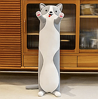 Мяка Іграшка Пес Батон 110 см, плюшева дитяча іграшка подушка Собака Батон довга, Сірий