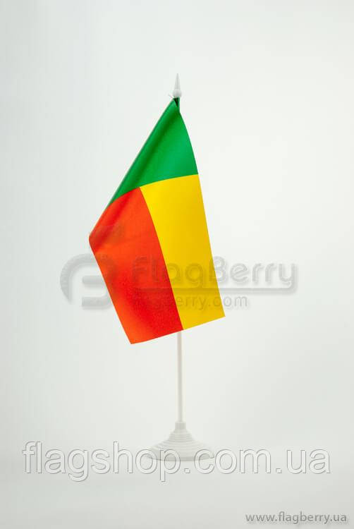 Прапорець Бенін, 13,5х25 см, атлас щільний,2-х сторонній