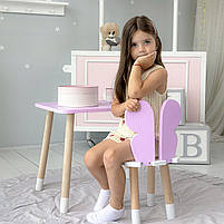 Дитячий стіл з дерева 46х60х45 і стілець метелика 26.5х26х25, стільчик та столик для дітей, фіолетовий з білим, фото 2