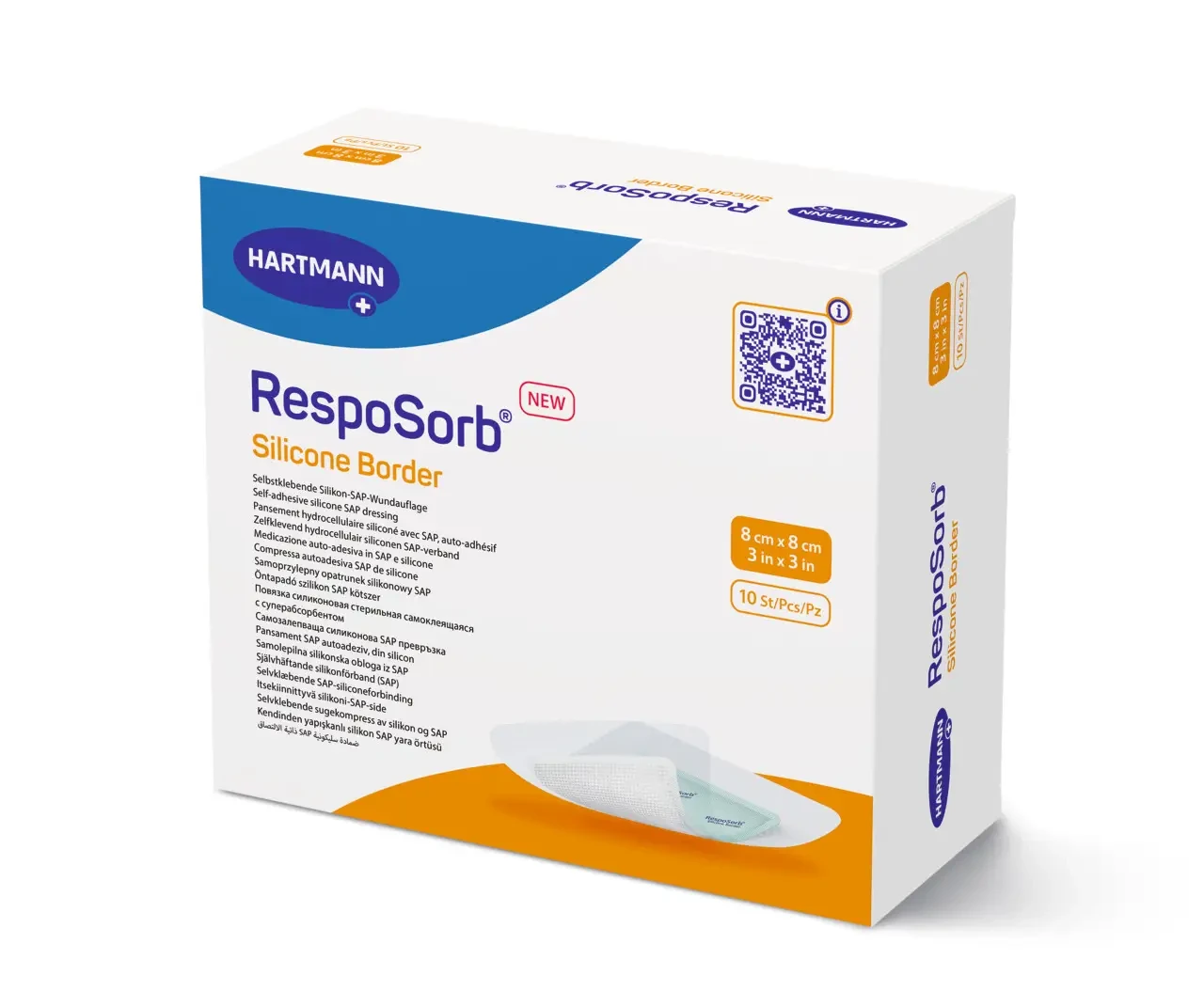 Пов'язка самоклеюча із суперабсорбуючим полімером силіконова RespoSorb Silicone Border 8 х 8см 1 шт