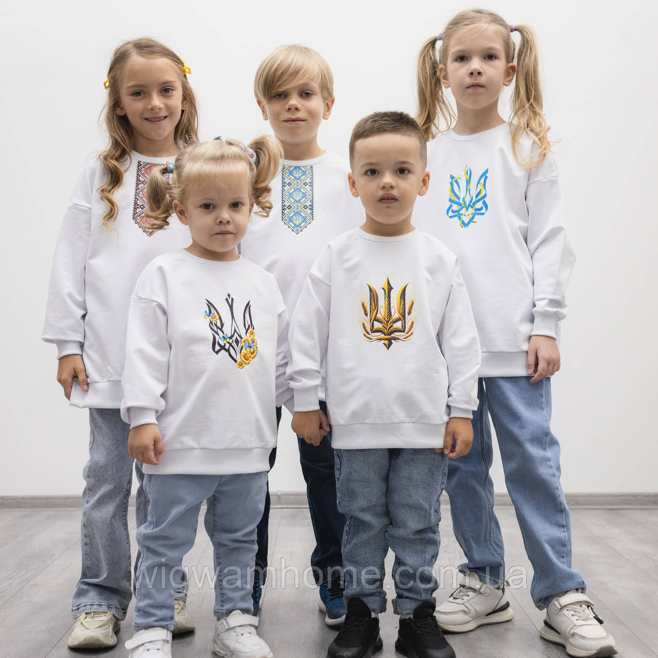 Кофта світшот, біла, для дівчинки / для хлопчика двонитка Ростовка