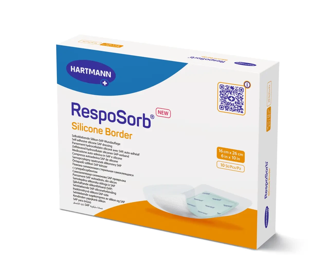 Пов'язка самоклеюча з суперабсорбуючим полімером силіконова RespoSorb® Silicone Border 16 х 26см 1 шт