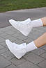 Жіночі кросівки Nike Air Jordan 1 mid White взуття Найк Джордан 1 Ретро білі шкіряні високі, фото 6