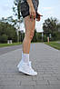 Жіночі кросівки Nike Air Jordan 1 mid White взуття Найк Джордан 1 Ретро білі шкіряні високі, фото 9
