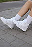 Жіночі кросівки Nike Air Jordan 1 mid White взуття Найк Джордан 1 Ретро білі шкіряні високі, фото 7