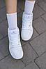 Жіночі кросівки Nike Air Jordan 1 mid White взуття Найк Джордан 1 Ретро білі шкіряні високі, фото 4
