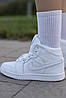 Жіночі кросівки Nike Air Jordan 1 mid White взуття Найк Джордан 1 Ретро білі шкіряні високі, фото 8