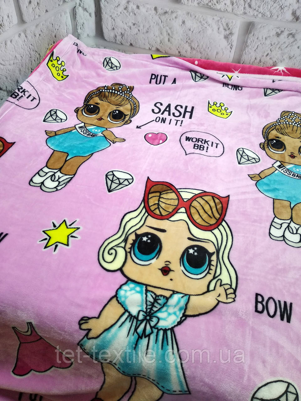 Плед дитячий з мікрофібри Велсофт Гламур ЛОЛ 110х140 см