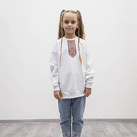Кофта світшот Орнамент червоно-чорний, біла, для дівчинки / для хлопчика двонитка Ростовка