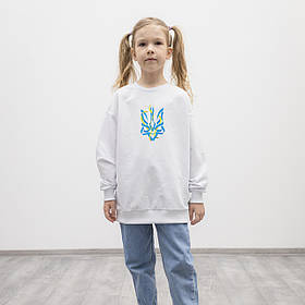 Кофта світшот Тризуб жовто-блакитний, біла, для дівчинки / для хлопчика двонитка Ростовка