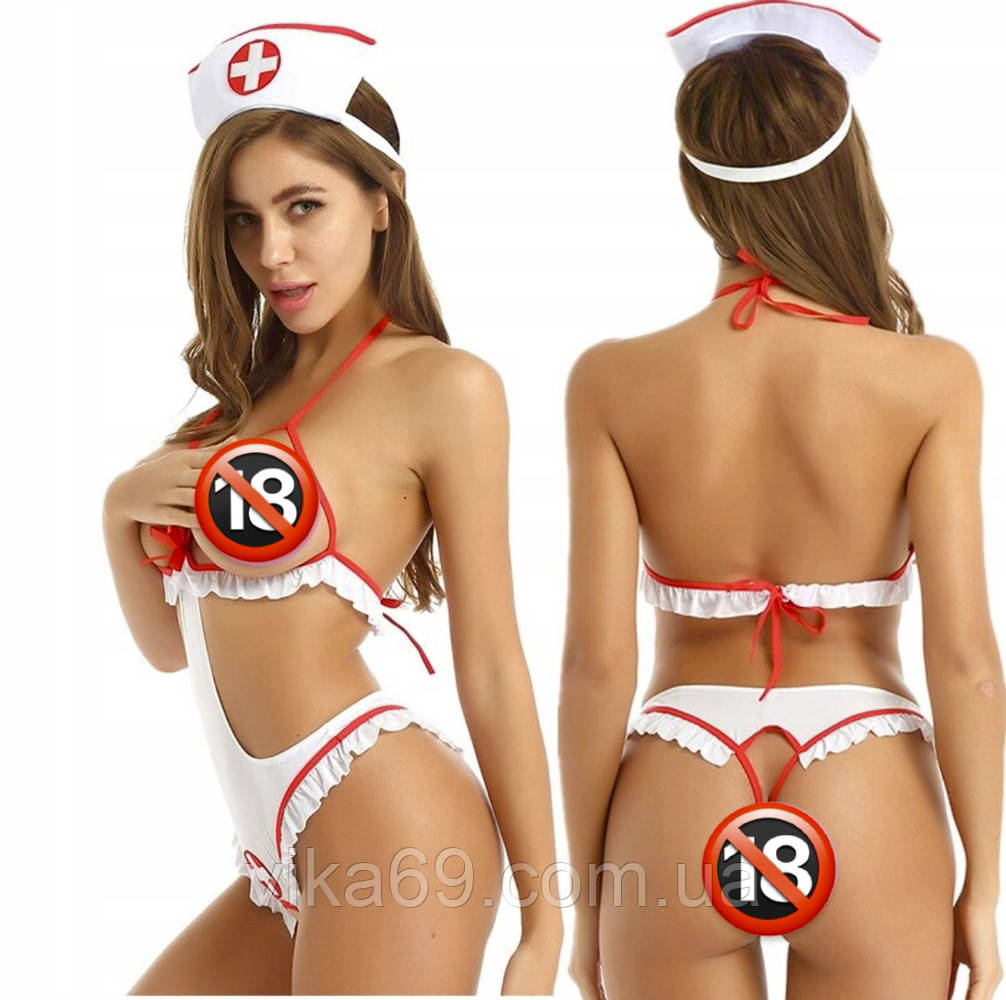 Костплей рольовий костюм медсестра SEXY (з відкритим доступом в інтимних зонах)