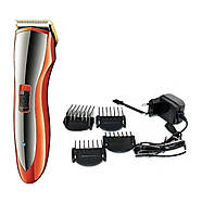 Акумуляторна машинка для стрижки волосся GEMEI GM-6027 Помаранчева Машинка для стрижки з насадками, фото 2