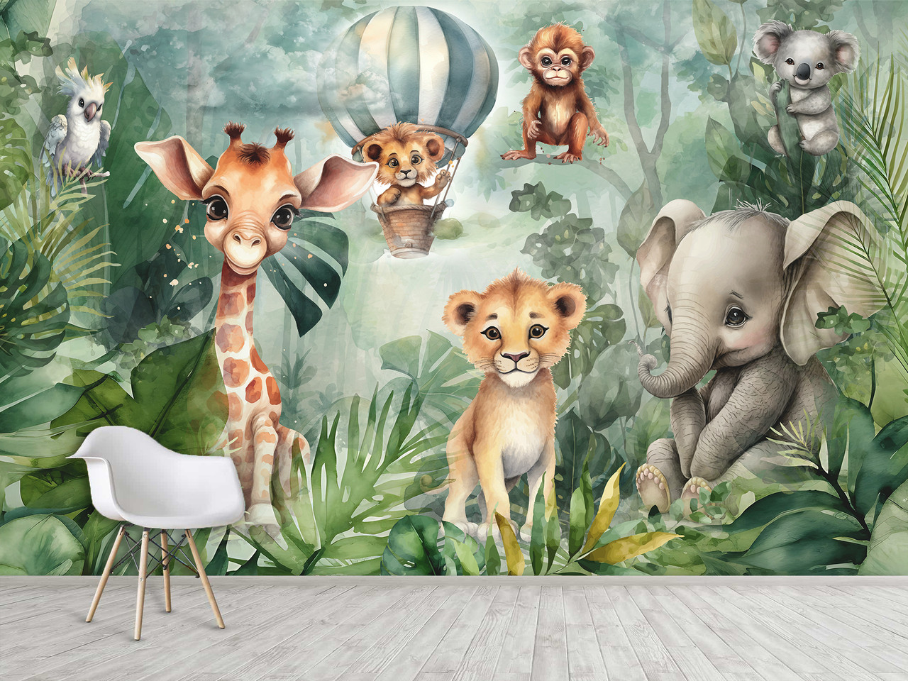 Самоклеюча плівка Oracal на стіну для дитячої кімнати "Тропічні сафарі", декор для дитячої кімнати, фото 1