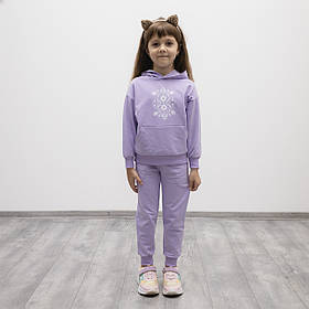 Костюм для дівчинки фіолетовий з орнаментом, двонитка пеньє, 86-152 розмір