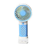 💙Портативний ручний міні вентилятор X31 з підставкою під телефон 14см зарядка, 3 швидкості, фото 5