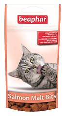 Подушечки Beaphar ЛSalmon Malt Bits для виведення шерсті з шлунка котів 35 г