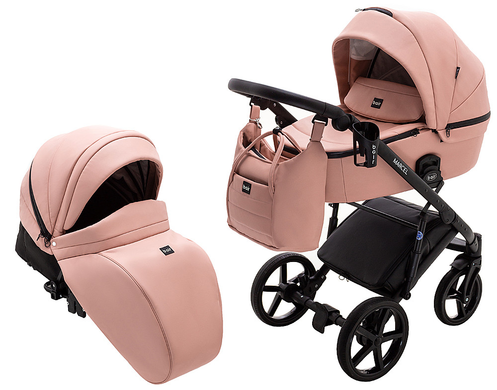 Коляска 2 в 1 Bair Marcel ECO BM-144 рожевий пудра, фото 1