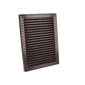 Решітка вентиляційна пластикова із сіткою AirRoxy 140x210 brown коричнева 02-341, фото 1
