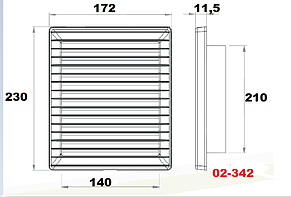 Решітка вентиляційна пластикова із сіткою AirRoxy 140x210 grey сіра 02-342, фото 4