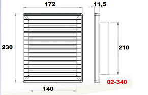 Решітка вентиляційна пластикова із сіткою AirRoxy 140x210 white біла 02-340, фото 3
