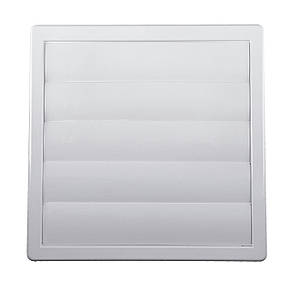 Решітка вентиляційна пластикова з інерційні жалюзі АirRoxy KzZ 170x170 white діаметр 100 біла 02-307, фото 1