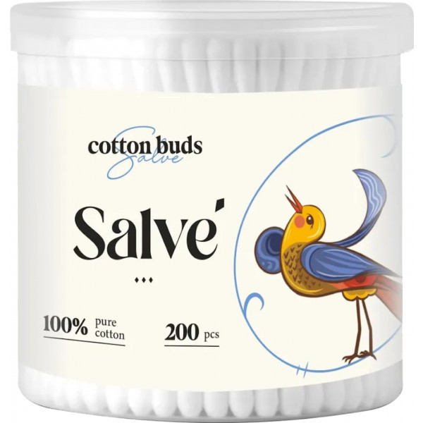 Ватні палички круглі, 200 шт, Salve, Арт.55881