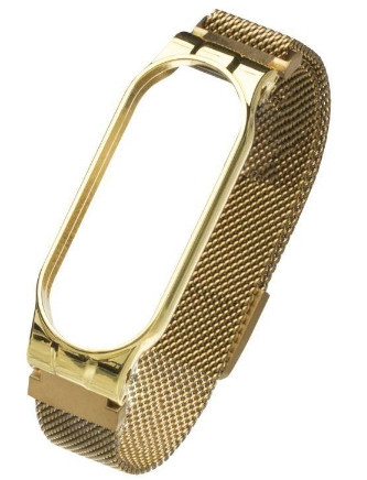 Металевий браслет Milanese для Mi Band 7, бежеве золото, фото 1