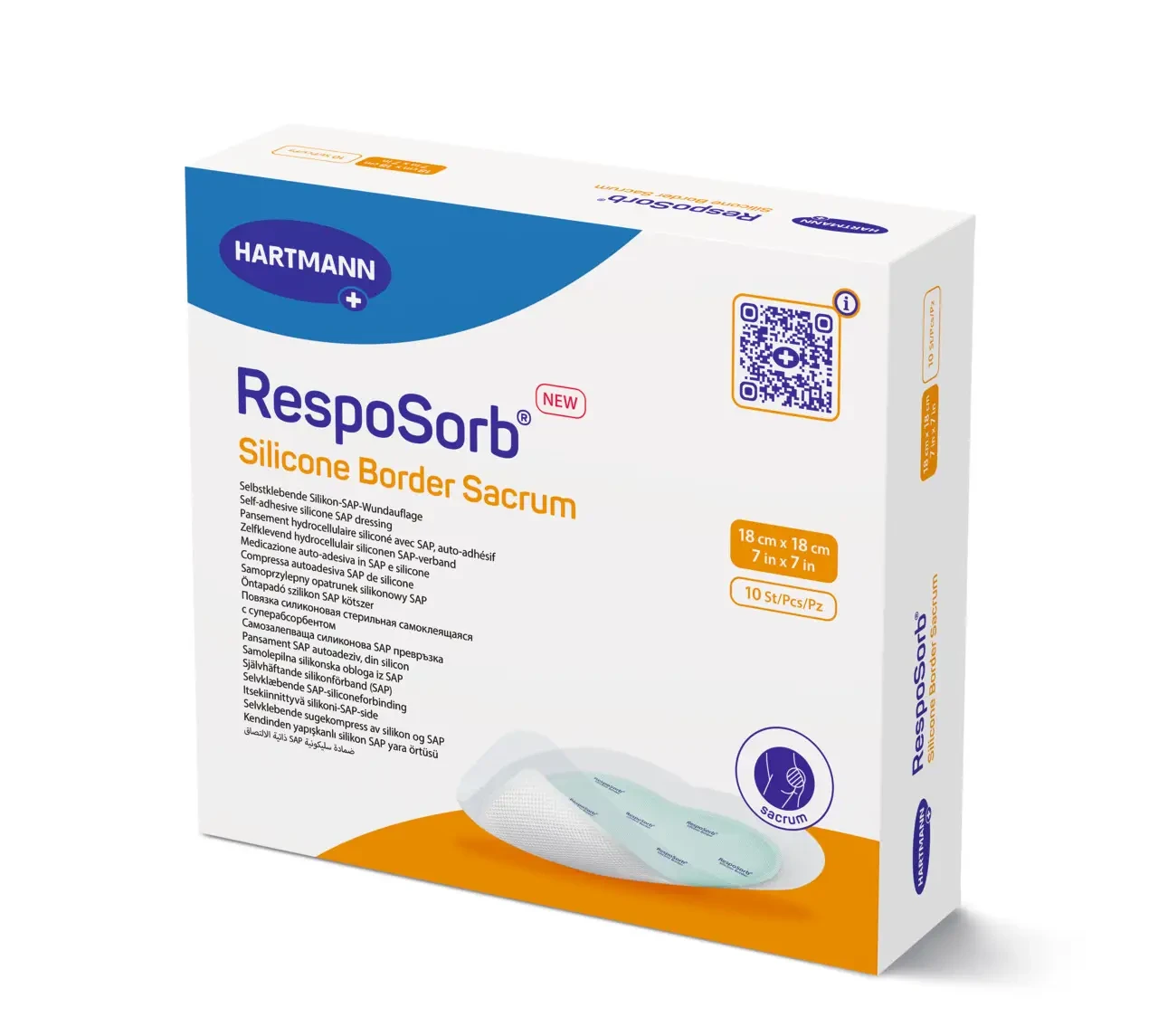 Пов'язка самоклеюча з суперабсорбуючим полімером силіконова RespoSorb® Silicone Border Sacrum 18 х 18см 1 шт