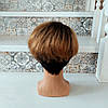 Перука коротка піксі з натурального волосся сивий омбре GLORIA - Y1B/27, фото 4