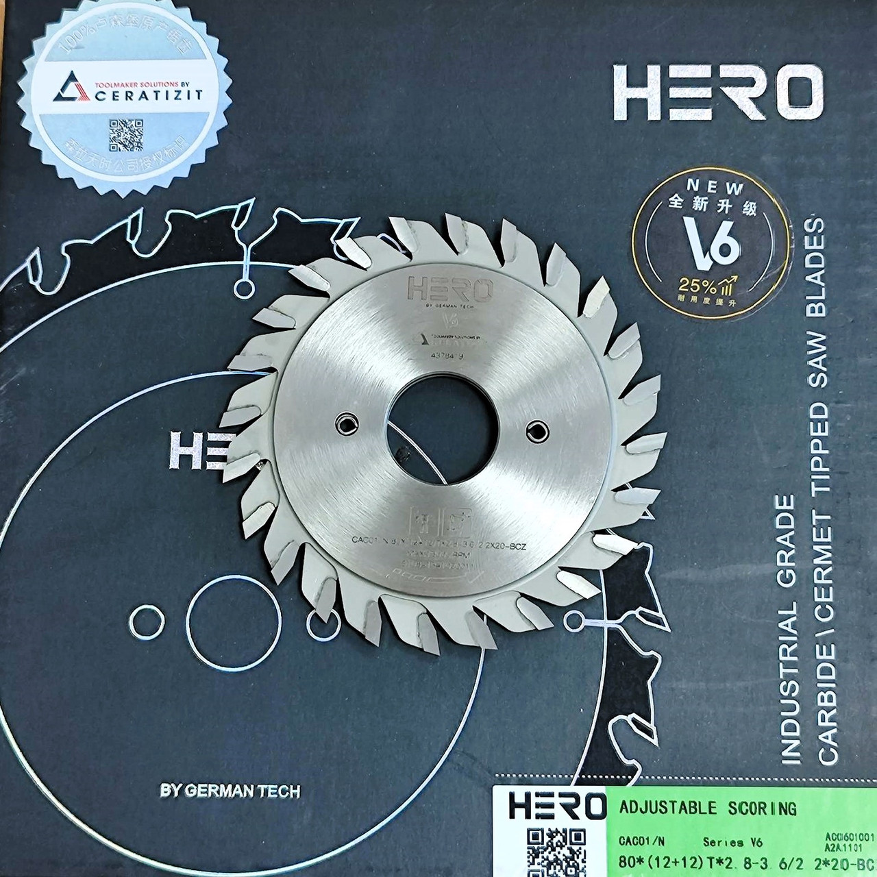 HERO Підрізна пила двокорпусна 80х2,8-3,6х2,2х20 12+12 z для ДСП