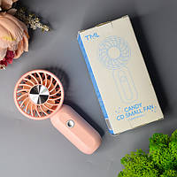 💙Портативний ручний міні вентилятор Mini Fan 14см зарядка Type-C, 3 швидкості Рожевий