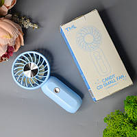 💙Портативний ручний міні вентилятор Mini Fan 14см зарядка Type-C, 3 швидкості Блакитний
