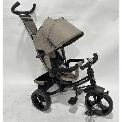 Дитячий триколісний велосипед - коляска Turbo Trike MT 1005-5 з батьківською ручкою Коричнево-сірий