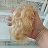 Гумка шиньон из натурального волосся(можно фарбувати) блонд SEGA- 60, фото 4