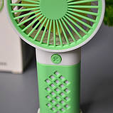 💙Портативний ручний міні вентилятор X31 з підставкою під телефон 14см зарядка, 3 швидкості, фото 4