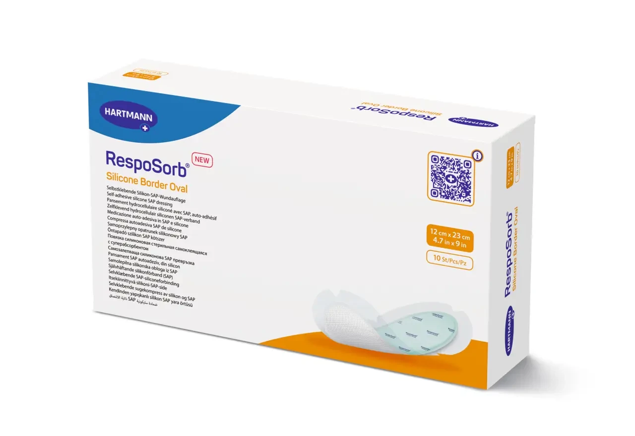 Самоклеюча силіконова пов'язка з суперабсорбуючим полімером RespoSorb® Silicone Border Oval 12 х 23 см 1 шт