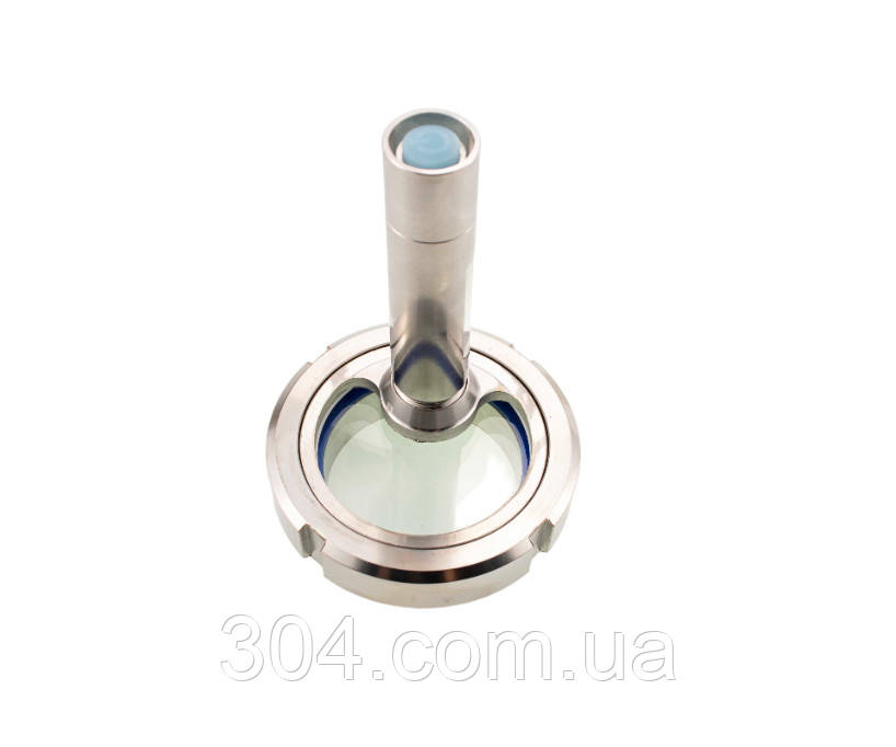 Діоптр плоский з фонариком (Вікно оглядове з фонариком) DN76, AISI 304, фото 1