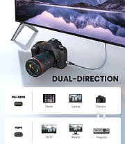 Кабель перехідник Mini HDMI — HDMI 4К 60Hz Aluminum Shell Gold-plated Neylon cord, 2 м, фото 4