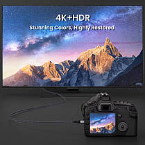 Кабель перехідник Mini HDMI — HDMI 4К 60Hz Aluminum Shell Gold-plated Neylon cord, 2 м, фото 5