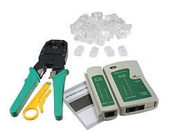 Набір мережевика обтиск тестер 100 конектор rj45 MHZ smart