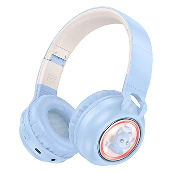 Навушники Hoco бездротові/дротові Bluetooth 5.3 W50 Cute fun BT/TF/AUX/RGB підсвічування Pink