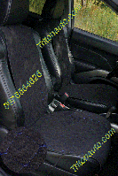 Накидки на передні сидіння з алькантари (антари), чорні з синім ромбом, універсальні (1+1)