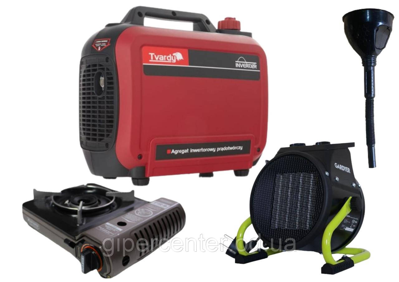 Інверторний генератор Tvardy T05015 + газова плитка Orcamp CK-505 + електричний обігрівач Gardyer HE2000