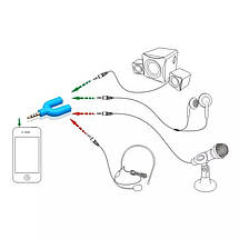  Перехідник аудіосплітер 3.5 мм на 2 гнізда (мікрофон + навушники) , фото 3