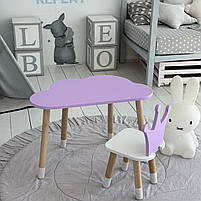Дитячий столик хмаринка 46х70х40 та стільчик корона 26.5х26х25 для ігор та занять, фіолетовий з білим, фото 4
