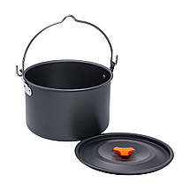 Набір туристичного посуду для походу і кемпінгу каструля, сковорода, чайник з чохлом на 3 предмети 21/18/22 см, фото 3
